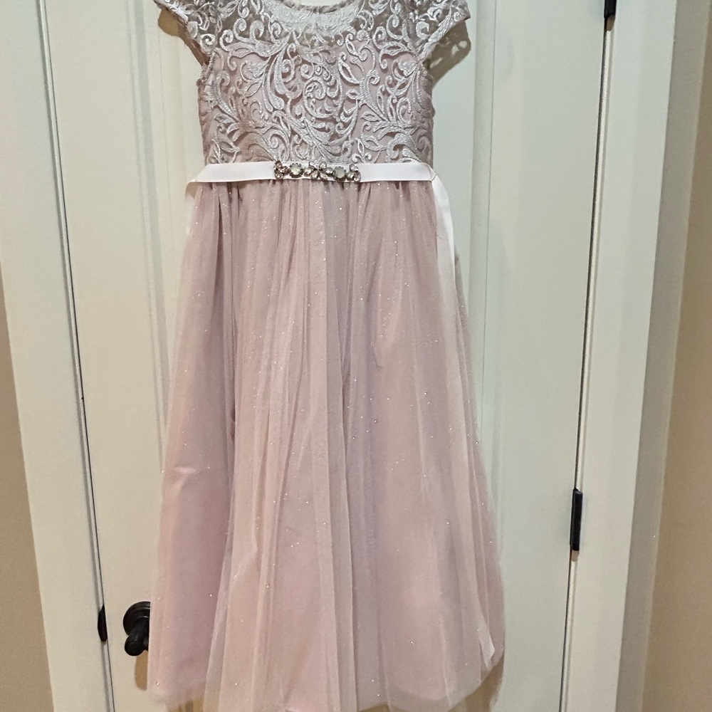 Rare Editions Pink Lace Formal Dress